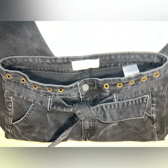 Vervet 29 Black Erika Stretch Mom Jeans | High Waist | Distressed | Tie Waist - Picture 5 of 16